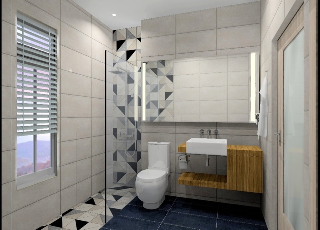 Feruni bathroom tiles triangles